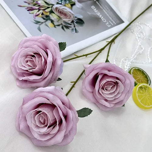 branches de roses artificielles en soie pour décoration élégante - vue 8 sur 40