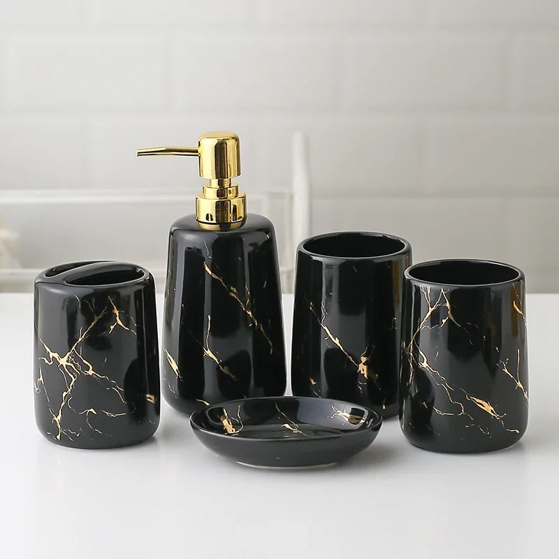 ensemble décoratif en céramique pour salle de bain avec accessoires - vue 12 sur 24