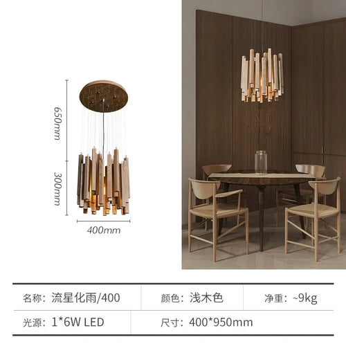 Lustre de Restaurant chinois en bois massif - vue 13 sur 16