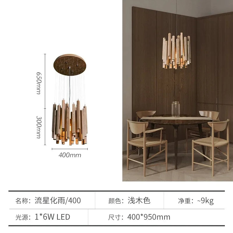 Lustre de Restaurant chinois en bois massif - vue 13 sur 16