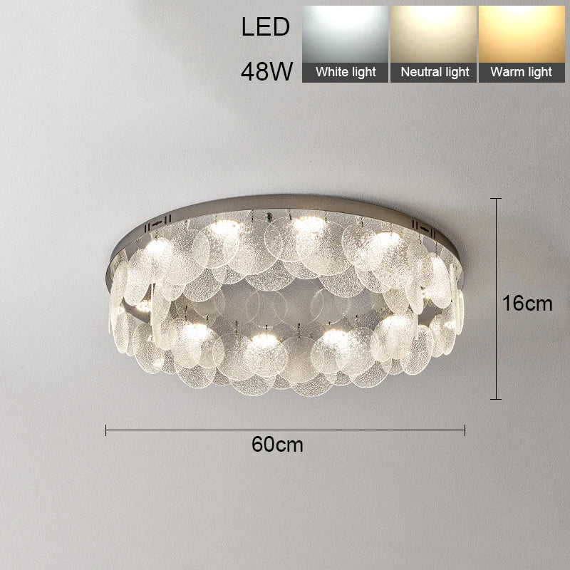 Plafonnier Led rond en verre et cristal - vue 9 sur 10
