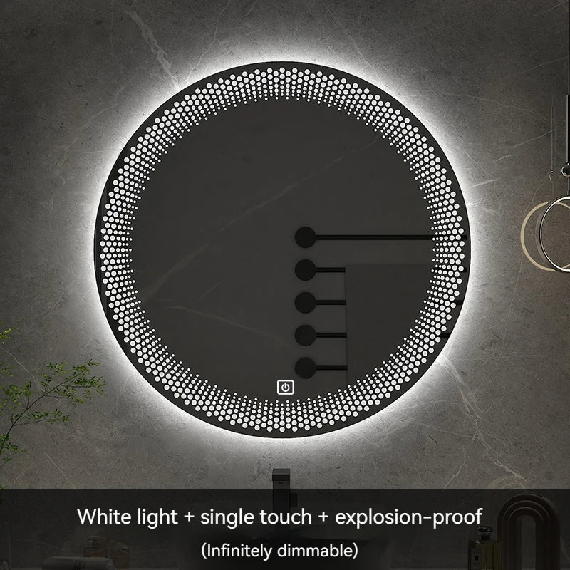 miroir rond à led avec rétroéclairage réglable et antibuée intelligent - vue 13 sur 25
