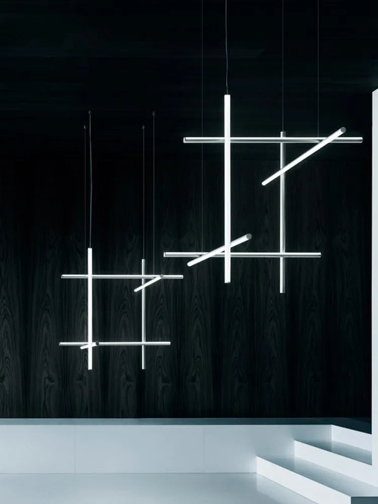 Plafonnier LED linéaire moderne italie lampe suspendue suspendue pour la décoration de l'hôtel lustre de salle à manger - vue 6 sur 15
