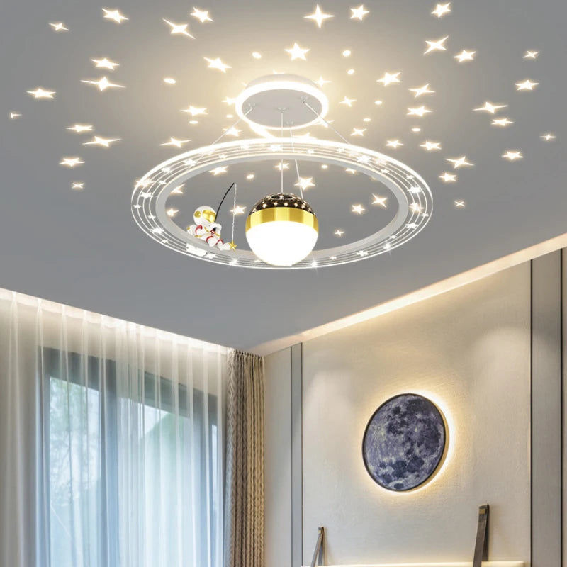 Lustre LED rond d'astronaute à gradation pour chambre d'enfant - vue 4 sur 12