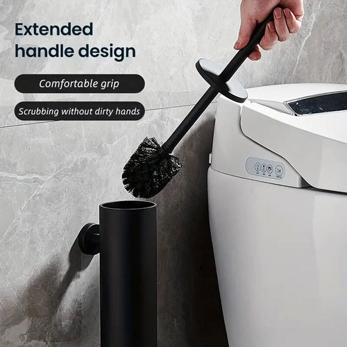brosse de nettoyage en inox avec support mural pour salle de bain - vue 4 sur 13