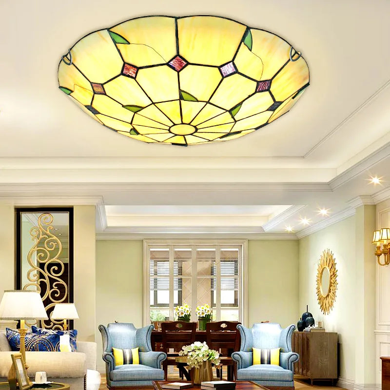 plafonnier méditerranéen éclairage tiffany pour intérieur élégant - vue 4 sur 6