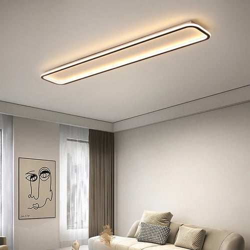 plafonnier led moderne design minimaliste à longue bande - vue 3 sur 10