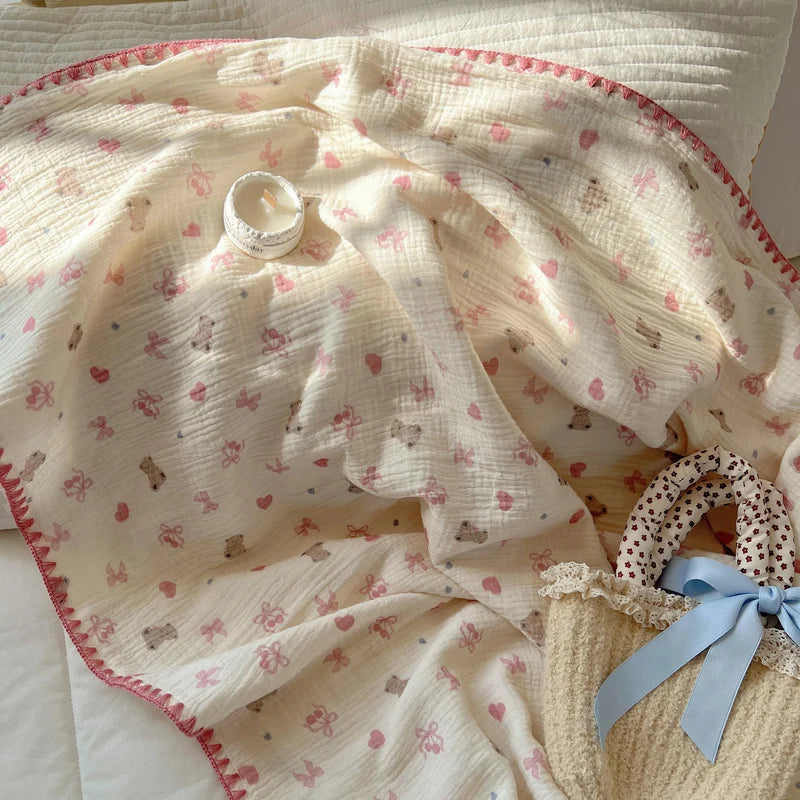 plaid coton gaufré motifs carreaux enfants été maison - vue 3 sur 6