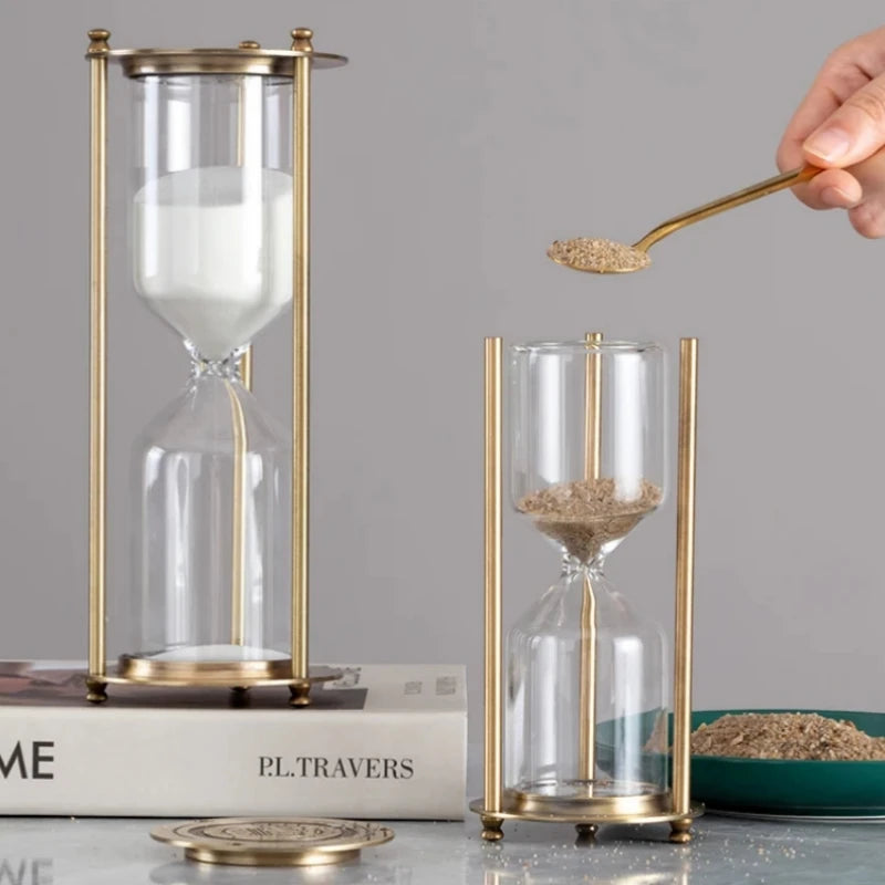 sablier en verre avec piliers décoration de bureau minuterie élégante - vue 1 sur 15
