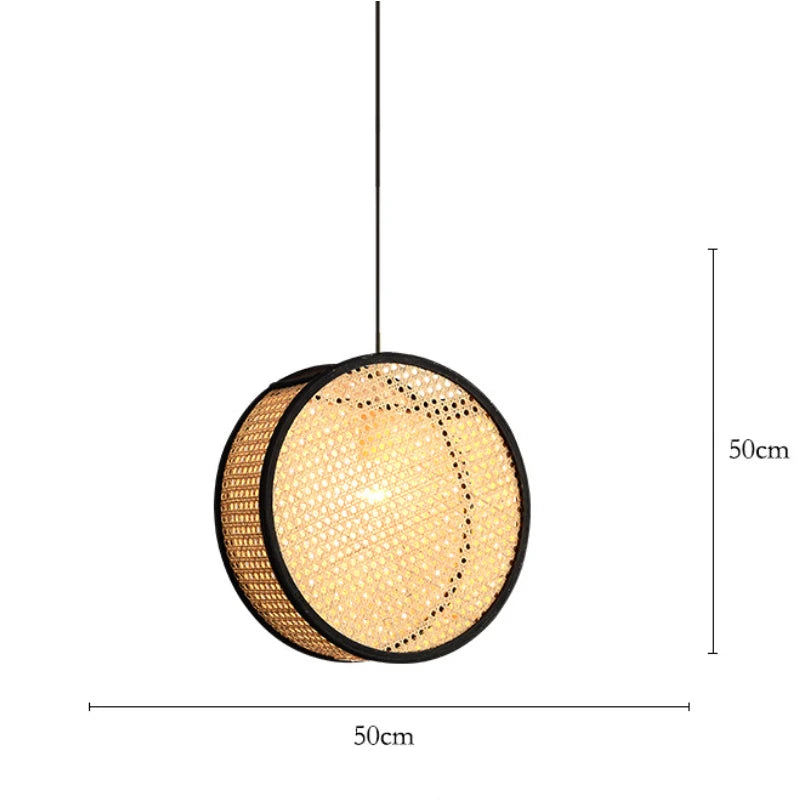 Lustre d'art Rural chinois noyau de bambou rotin LED chambre Restaurant étude lampe à Suspension luminaires décoratifs d'intérieur - vue 12 sur 15