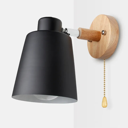 Applique murale en bois nordique chevet applique murale interrupteur applique murale moderne pour chambre macaron 6 couleur tête de direction E27 85-285V - vue 2 sur 20