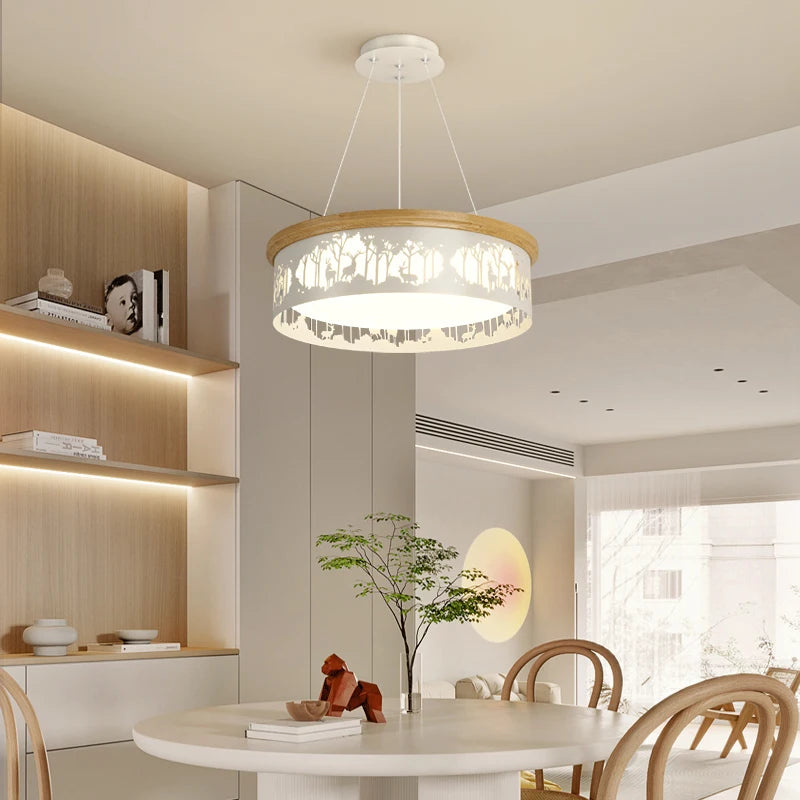 lustre led minimaliste rondin moderne romantique pour restaurant - vue 3 sur 12