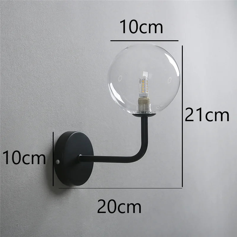 applique murale rétro nordique boule verre courbée métal - vue 8 sur 13