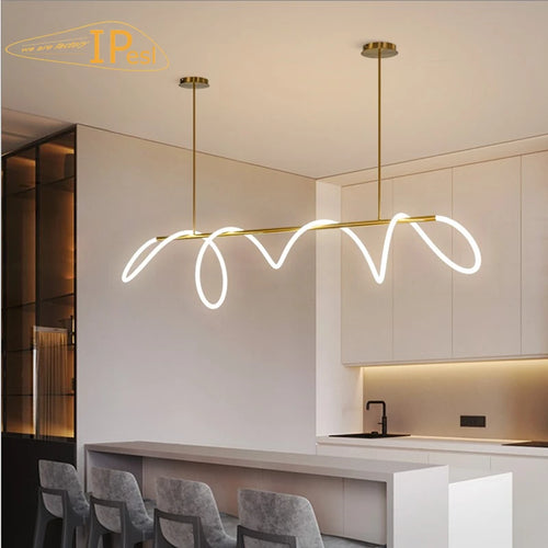 lustre led moderne long tuyau minimaliste pour bar - vue 2 sur 25