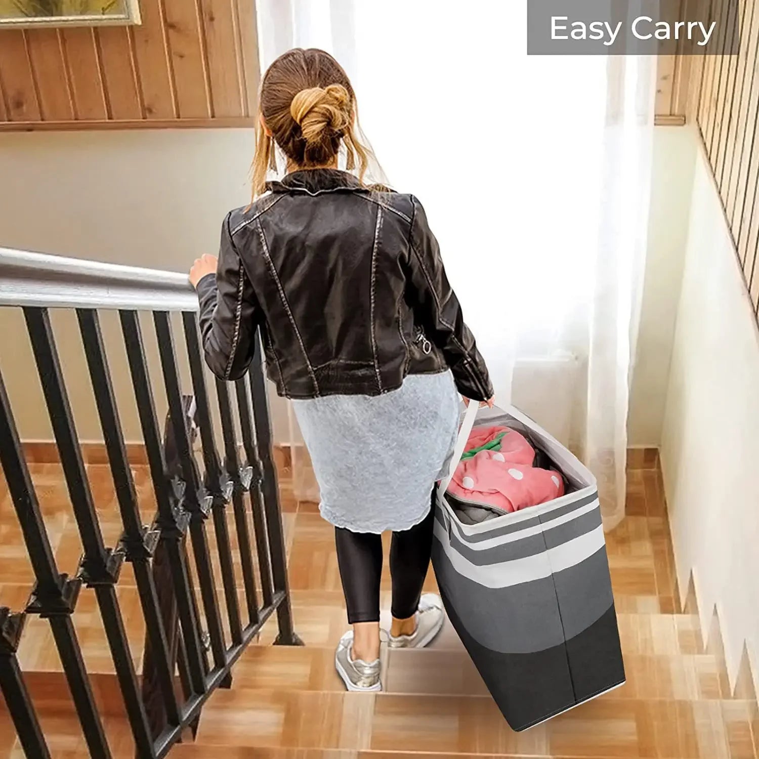 panier à linge pliable en tissu imperméable grande capacité - vue 4 sur 8