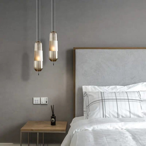Suspension design LED avec abat-jour en verre Favia - vue 3 sur 10