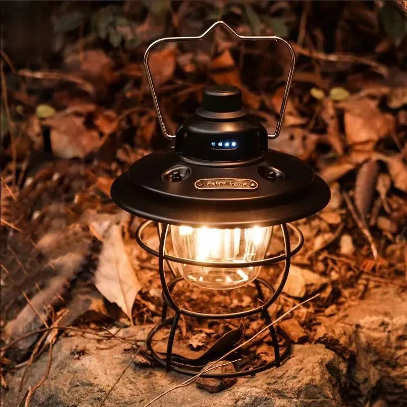 lanterne rétro vintage portable pour camping et jardin - vue 4 sur 9