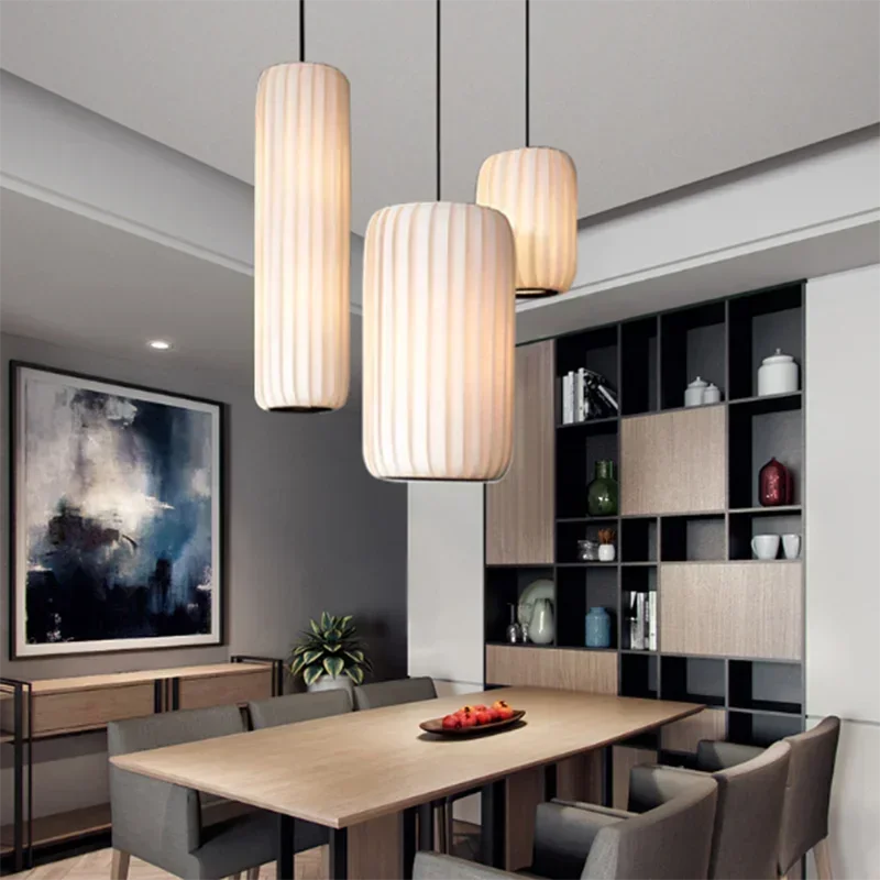 suspension en tissu japonais luminaires artistiques modernes minimalistes - vue 3 sur 9