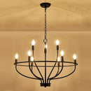 lustre industriel rétro en fer avec branches circulaires