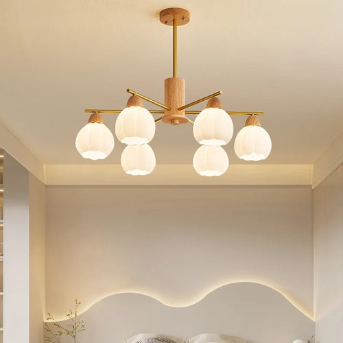 lustre en bois crème pour décoration moderne et style contemporain - vue 2 sur 10