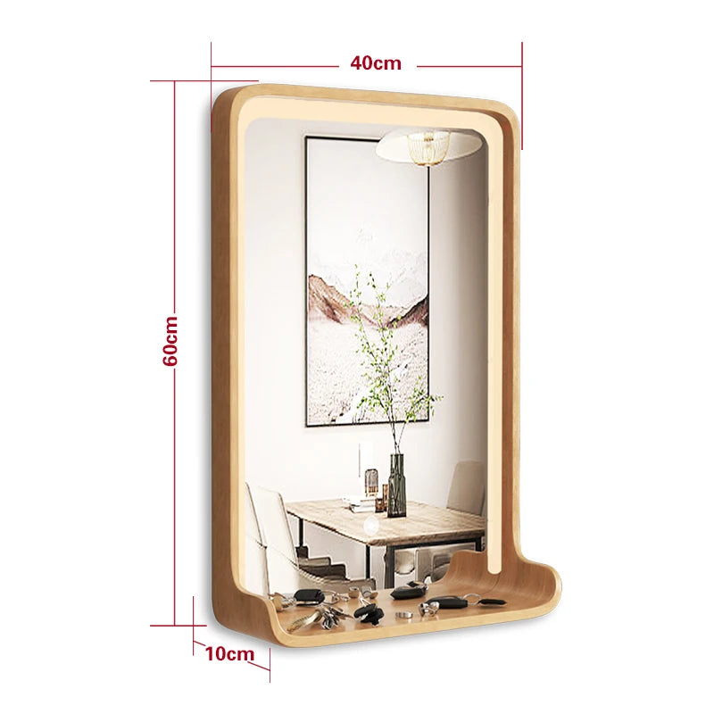 miroir en bois massif avec éclairage led et fixation murale - vue 22 sur 29