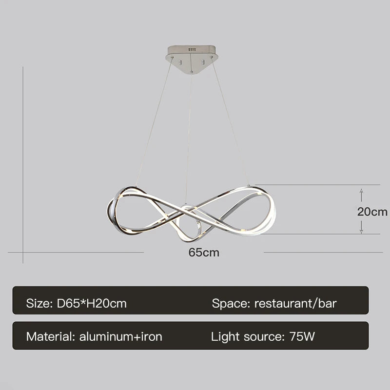 lustre led moderne avec télécommande design élégant et courbé - vue 7 sur 12
