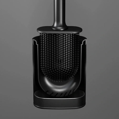 brosse de toilette luxe en métal et plastique avec support amovible - vue 2 sur 8