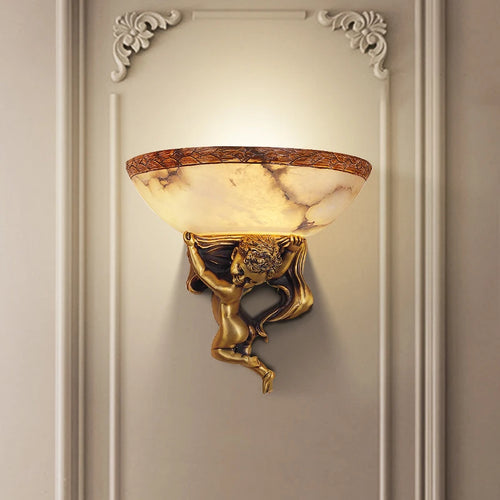 applique murale ange européen en marbre doré pour escalier - vue 3 sur 8