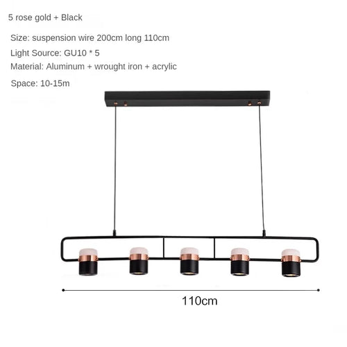 Nordic Designer Strip Restaurant Chandelier Minimalist Creative Bar Table Lamp, Bedroom Bedside Decoration Small GU10 Chandelier - vue 11 sur 14