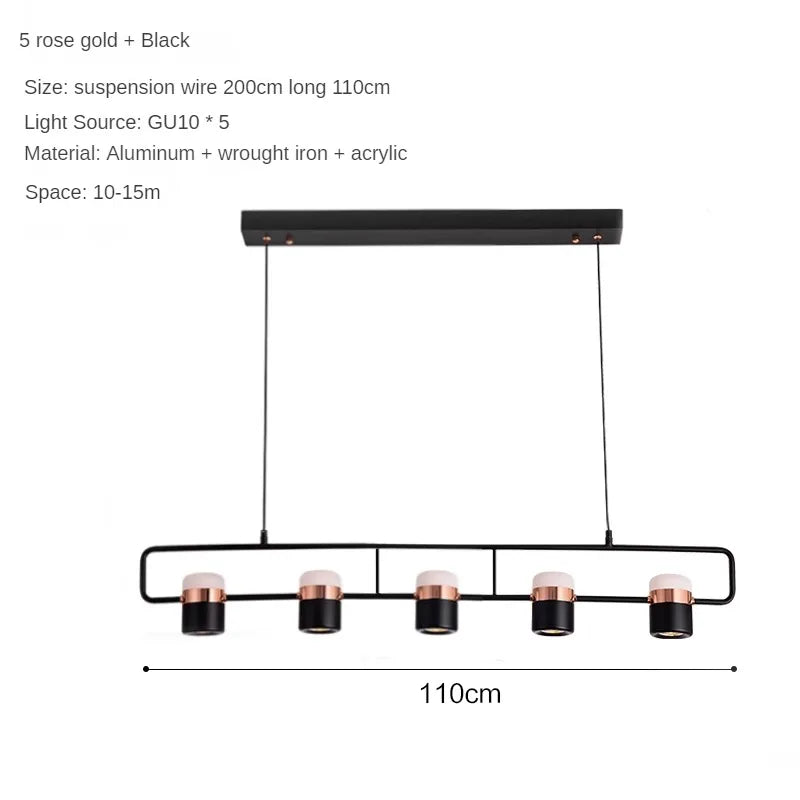 Nordic Designer Strip Restaurant Chandelier Minimalist Creative Bar Table Lamp, Bedroom Bedside Decoration Small GU10 Chandelier - vue 10 sur 14