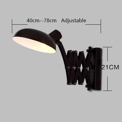 Applique murale rétractable américaine rétro industrielle cuisine salon applique murale avec bras Long Vintage fer noir Apliques Pared - vue 7 sur 7