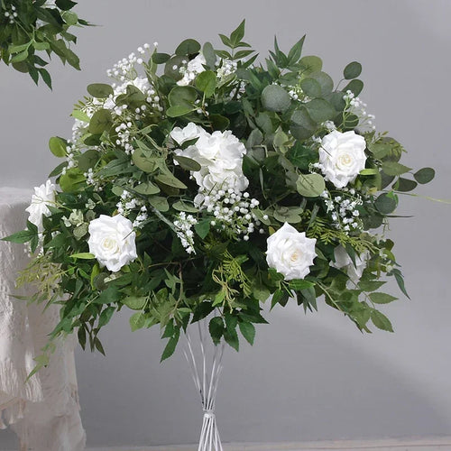 boule de fleurs artificielles arrangement de roses blanches décoration mariage - vue 8 sur 7