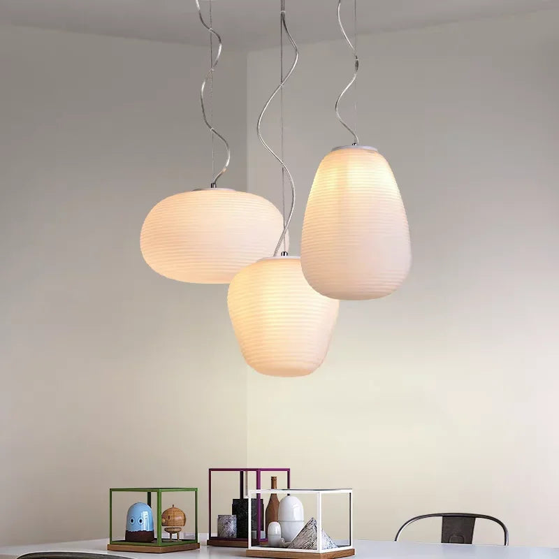suspension led en verre style japonais moderne pour intérieur élégant - vue 6 sur 14