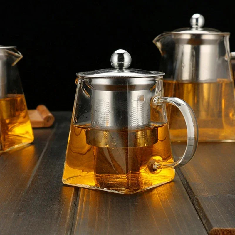 Théière verre résistant avec infuseur inox transparente élégante - vue 5 sur 11