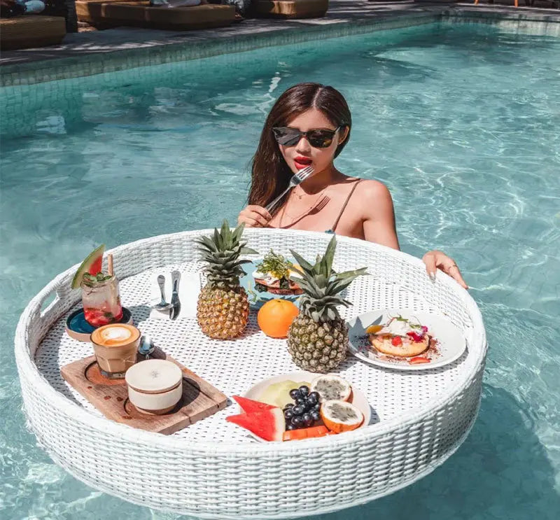 plateau en rotin nordique pour fruits et boissons de piscine - vue 4 sur 22