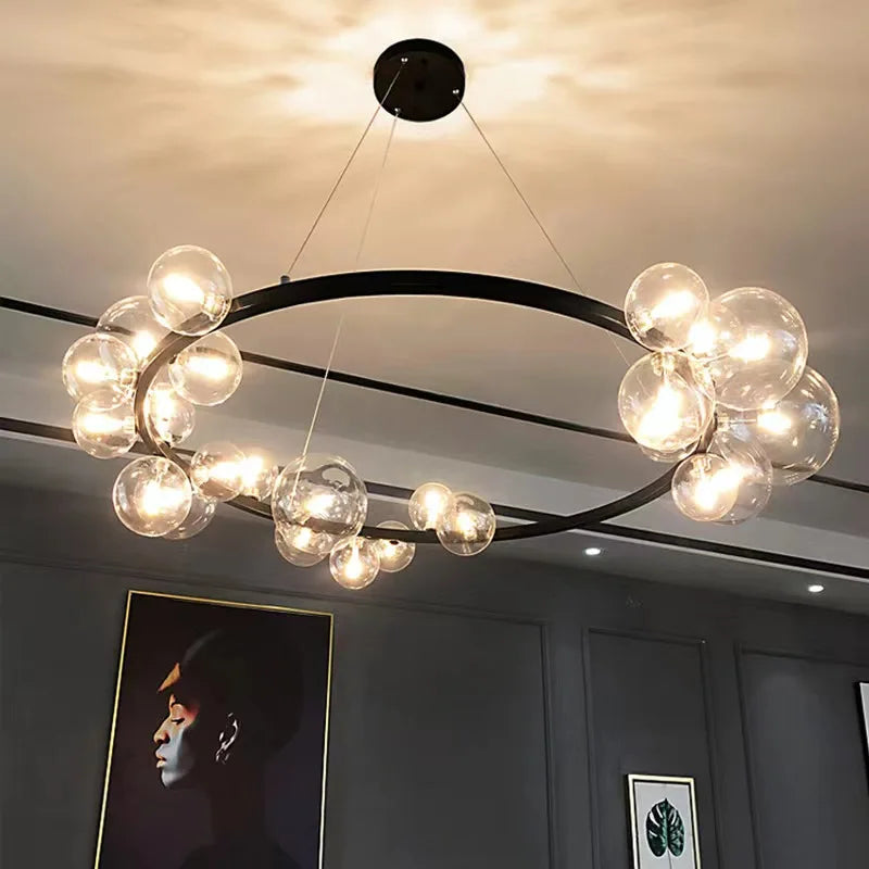 suspension en verre pour salon et restaurant avec fil réglable - vue 2 sur 18