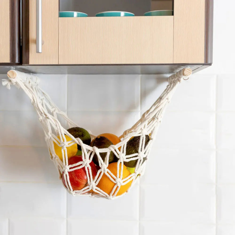 hamac à fruits suspendu pour rangement et organisation maison - vue 4 sur 7