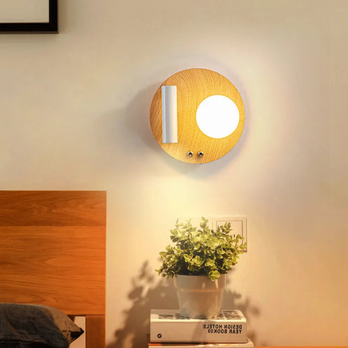 applique murale led en bois massif simple lampe décorative d'étude à haricots magiques - vue 2 sur 12