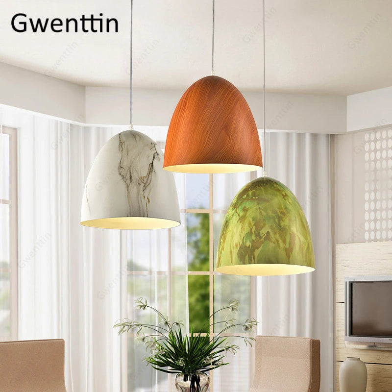 suspension moderne en imitation bois pour intérieur décoratif - vue 2 sur 9