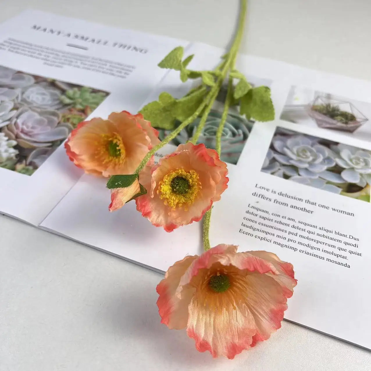 fleurs de pavot artificielles en soie pour décoration et événements - vue 19 sur 21