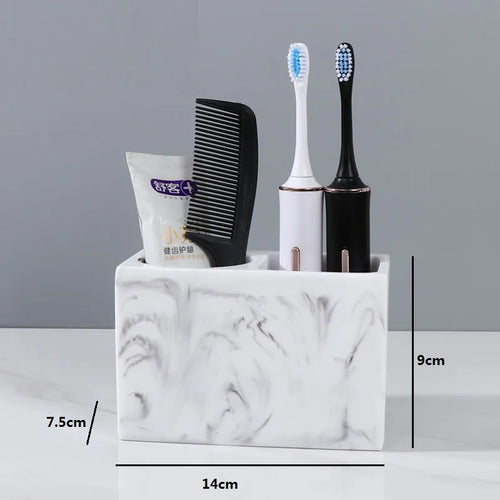 porte-brosse à dents en résine marbrée pour salle de bain - vue 8 sur 15