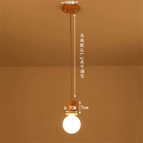 suspension vintage en bois de chêne design moderne - vue 9 sur 15
