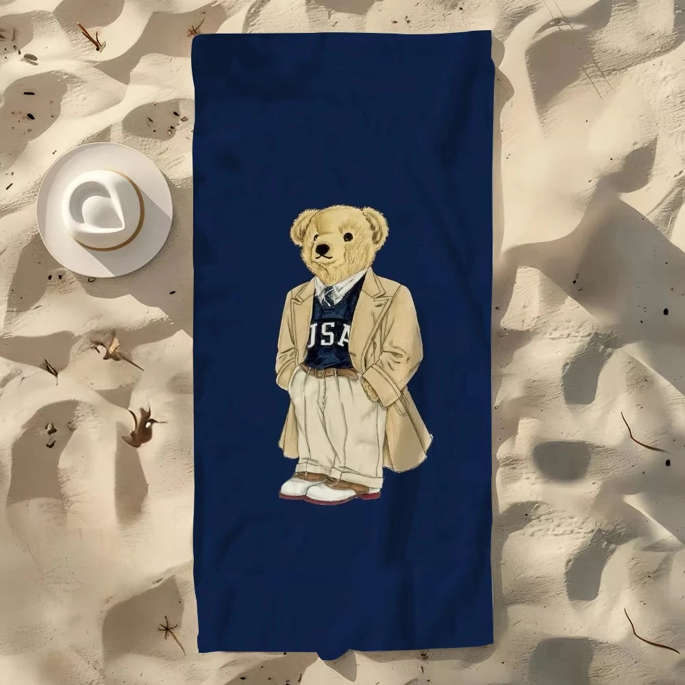 Serviette de plage microfibre séchage rapide oursons voyage - vue 4 sur 5