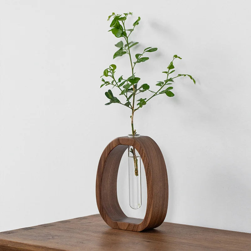 ustensile floral en bois massif vase en verre pour plantes en eau - vue 2 sur 7