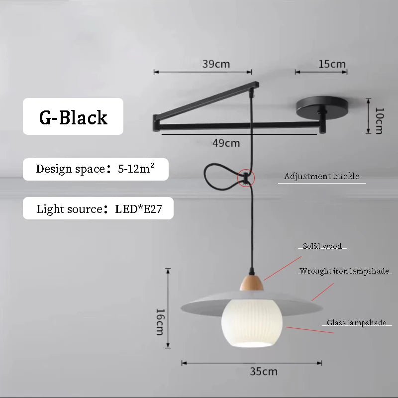 Lustres à bascule de Table à manger modernes LED peuvent être déplacés lampes à long poteau nordique Simple télescopique pliant lustre à bras Long - vue 21 sur 22
