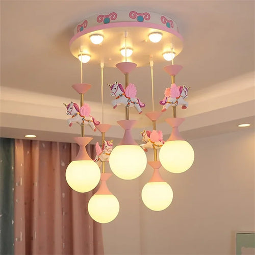 Lustres de chambre d'enfants plafonnier mignon fantaisie moderne lampe à LED créative avec animal salon filles chambre lumière - vue 3 sur 12
