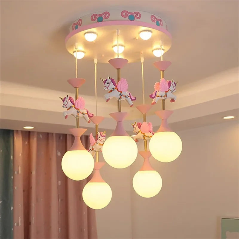 Lustres de chambre d'enfants plafonnier mignon fantaisie moderne lampe à LED créative avec animal salon filles chambre lumière - vue 2 sur 12