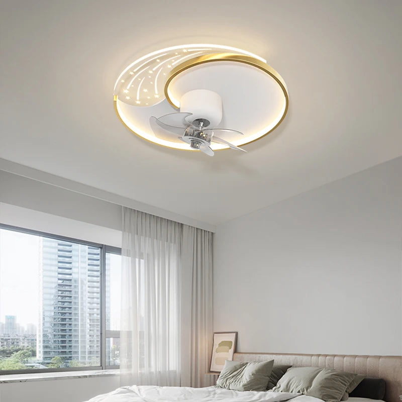 plafonnier moderne avec ventilateur et éclairage intelligent mobile - vue 5 sur 8