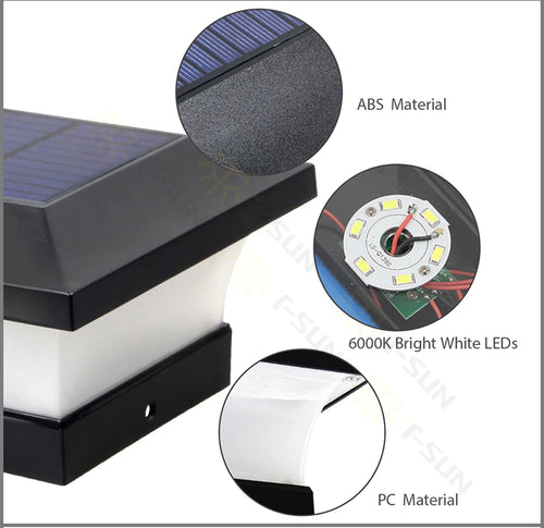 1-4 pièces Lumière Solaire Extérieure LED Post Pont Cap Clôture Paysage Lampe Étanche IP65 Porte de Jardin Lampe À Énergie Solaire Décoration - vue 9 sur 9