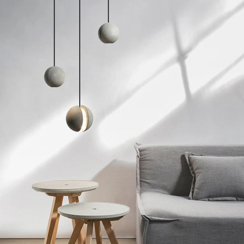 suspension ronde en ciment style vintage pour intérieur - vue 3 sur 14